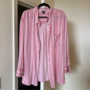 Torrid Striped Button Down Long Sleeve Shirt